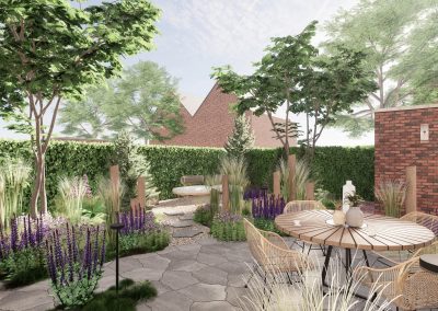 Natuurlijke tuin met speelse lijnen bij nieuwbouwwoning – Zetten